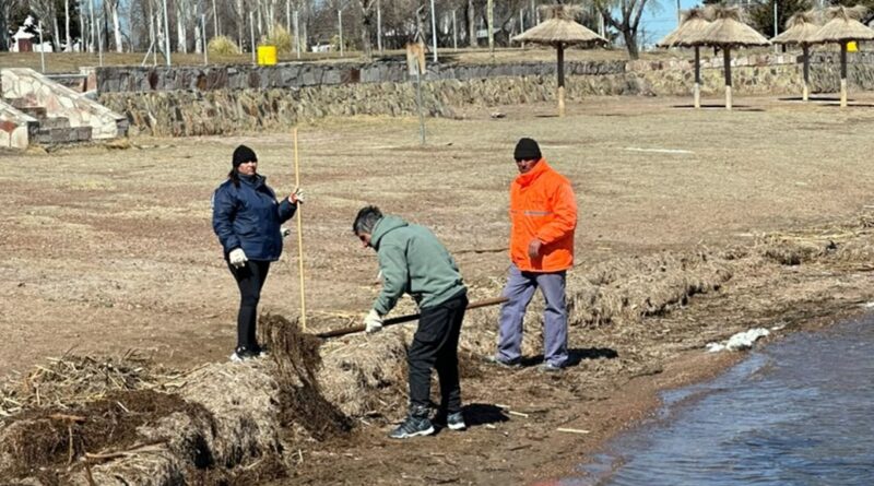 Importante operativo de limpieza en la costanera y la playa de El Nihuil